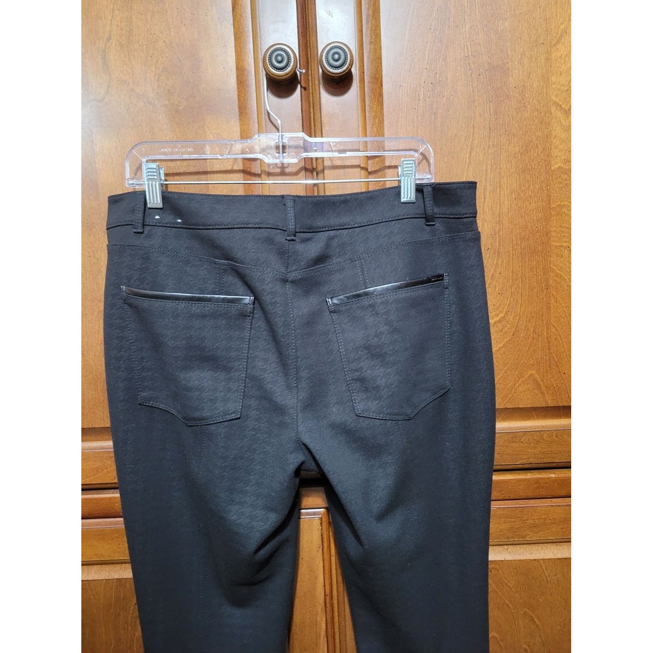 The Skinny Ankle Pants Women 12 Black Excellent Houndstooth Faux Leather Trim — image 3 of 8
